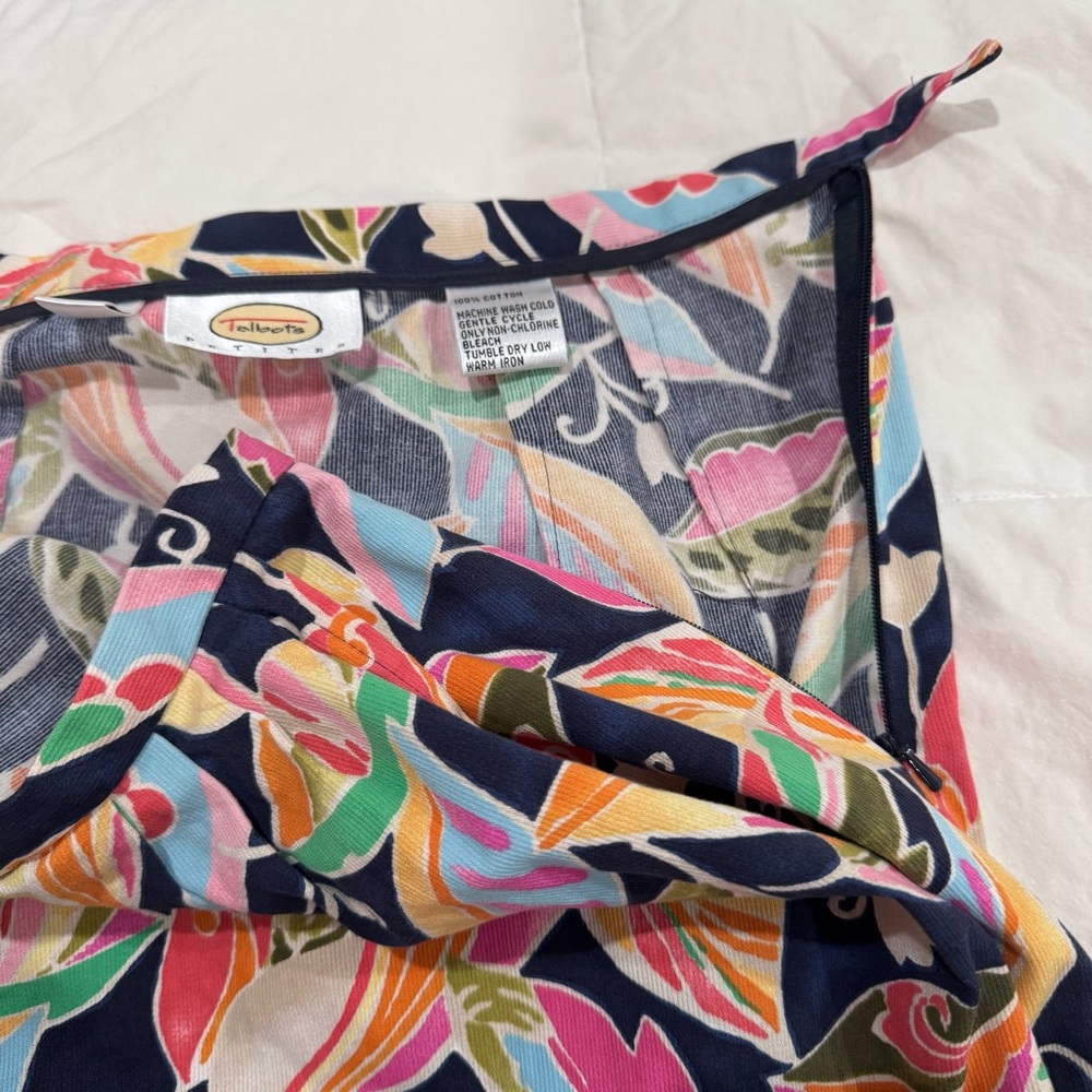 Talbots Womens Maxi Skirt Size 8 Colorful Cotton Corduroy Leaf Print Wrap Petite - Picture 7 of 11
